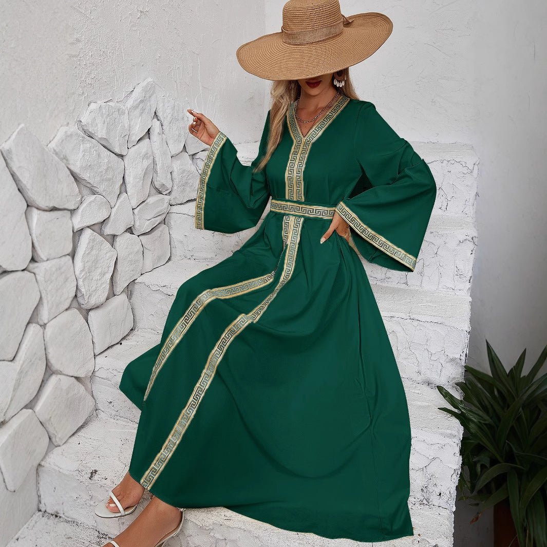 Caftan Long Ivoire Broderie Dorée