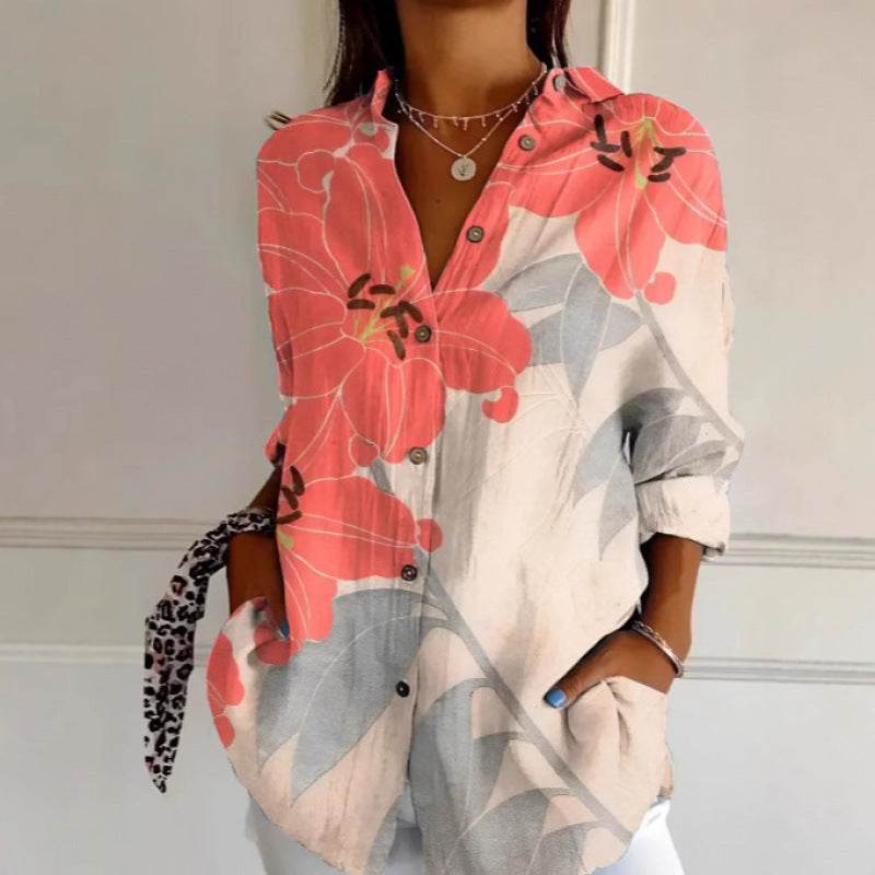 Chemise Fleurie Ă  Manches Longues