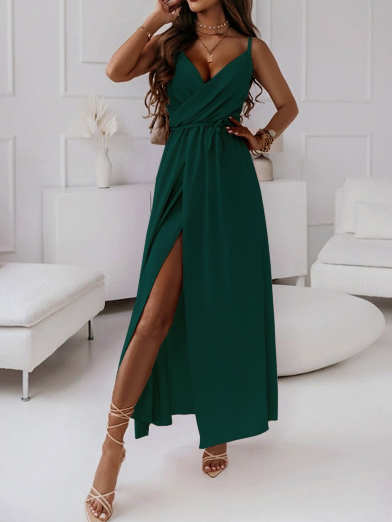 Robe Longue Fendue Cache-CĆur Nude