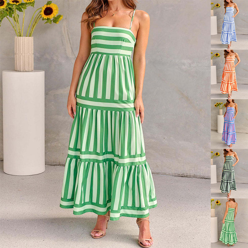 Robe Rayée Dos Nu Femme