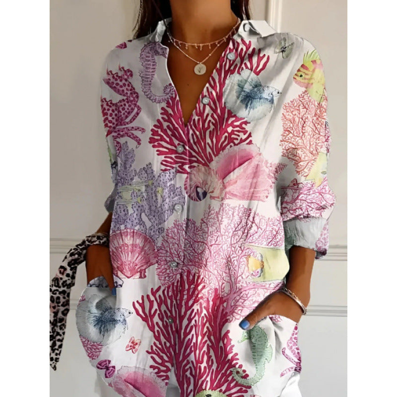 Chemise Fleurie Ă  Manches Longues
