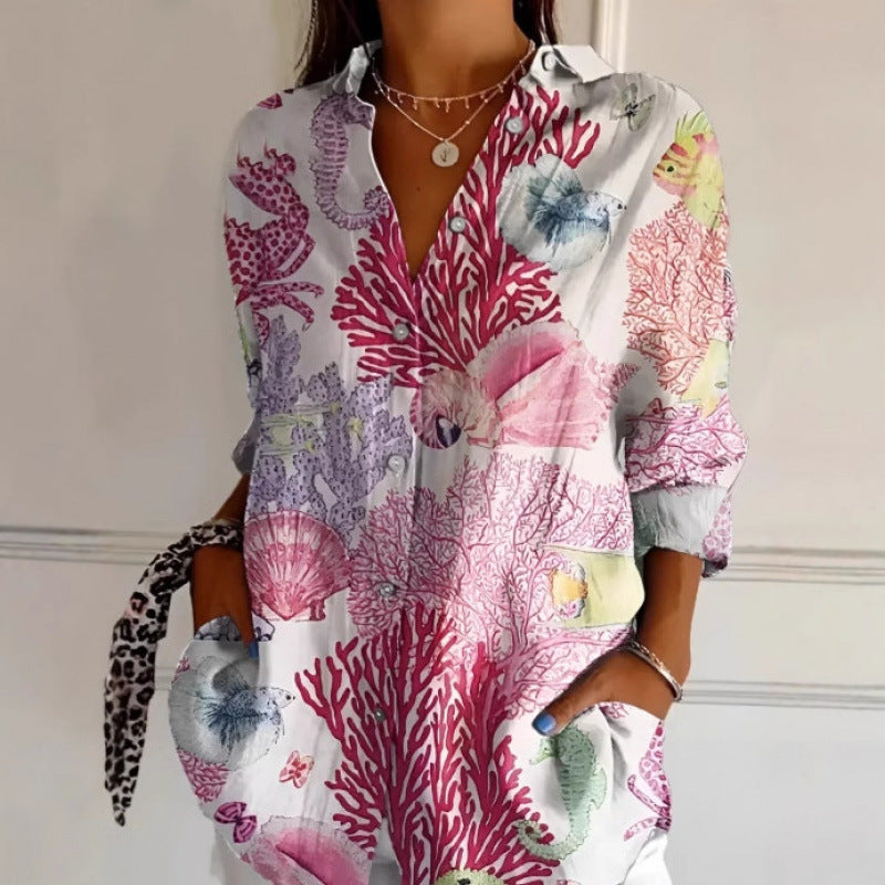 Chemise Fleurie Ă  Manches Longues