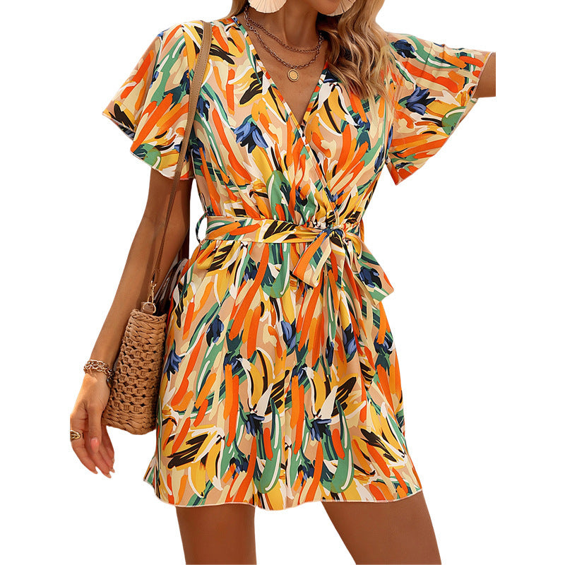 Robe Courte d’Été Imprimée – Style Décontracté