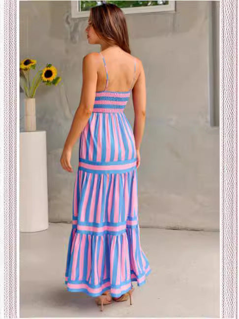 Robe Rayée Dos Nu Femme