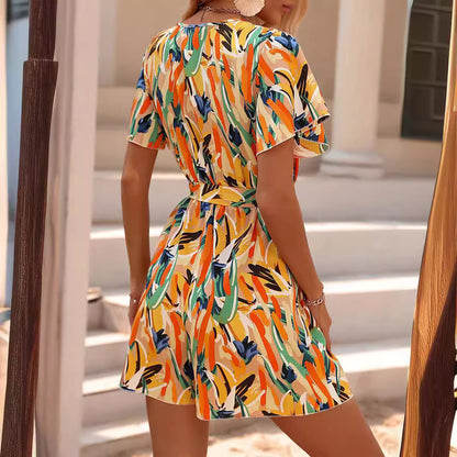 Robe Courte d’Été Imprimée – Style Décontracté