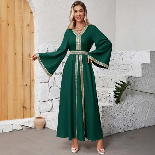 Caftan Long Ivoire Broderie Dorée