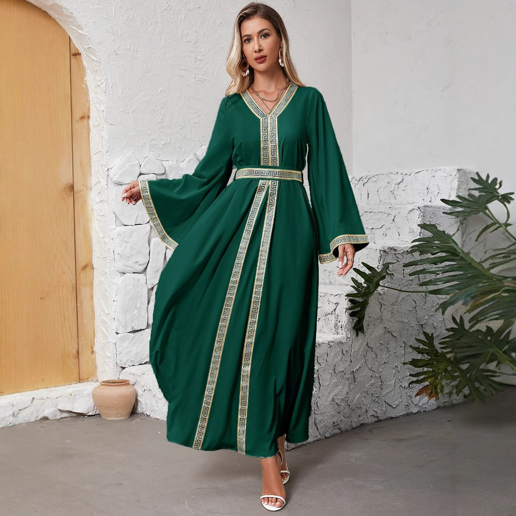 Caftan Long Ivoire Broderie Dorée
