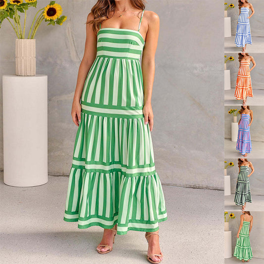 Robe Rayée Dos Nu Femme