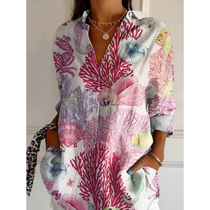 Chemise Fleurie à Manches Longues