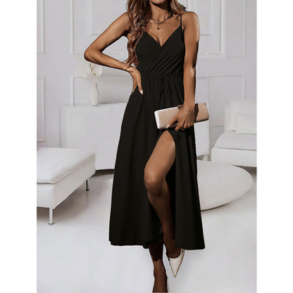 Robe Longue Fendue Cache-Cœur Nude