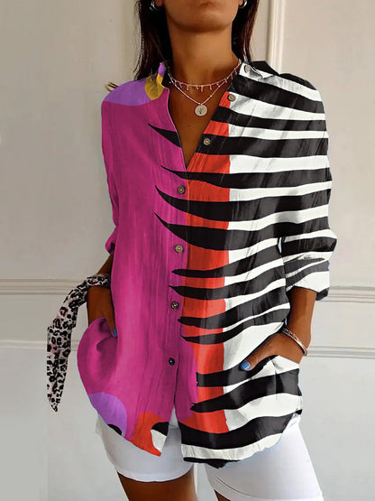 Chemise Fleurie à Manches Longues
