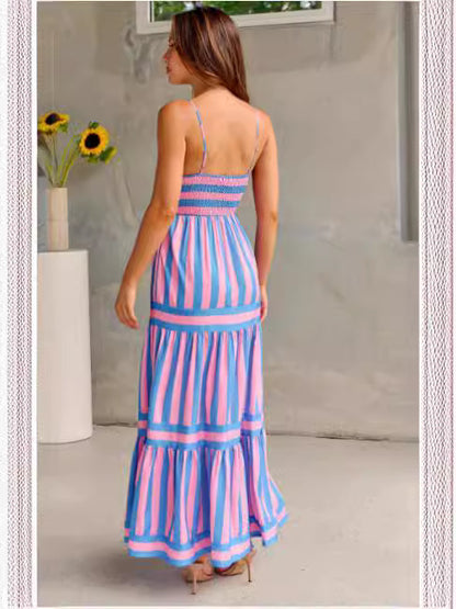 Robe Rayée Dos Nu Femme